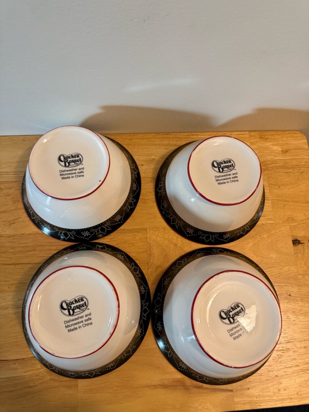 Cracker Barrel White and Red Rooster Ceramic Serving Bowls - Set of 4 - Picture 7 of 13